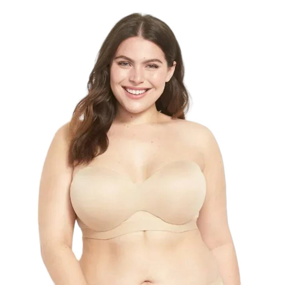 Cacique Comfort Bliss Strapless Full Coverage Underwire Bra Cafe Mocha Size 46C
